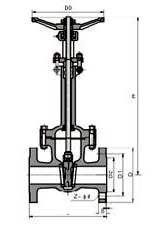 DZ40YD型低溫閘閥PN16~PN25外形尺寸圖